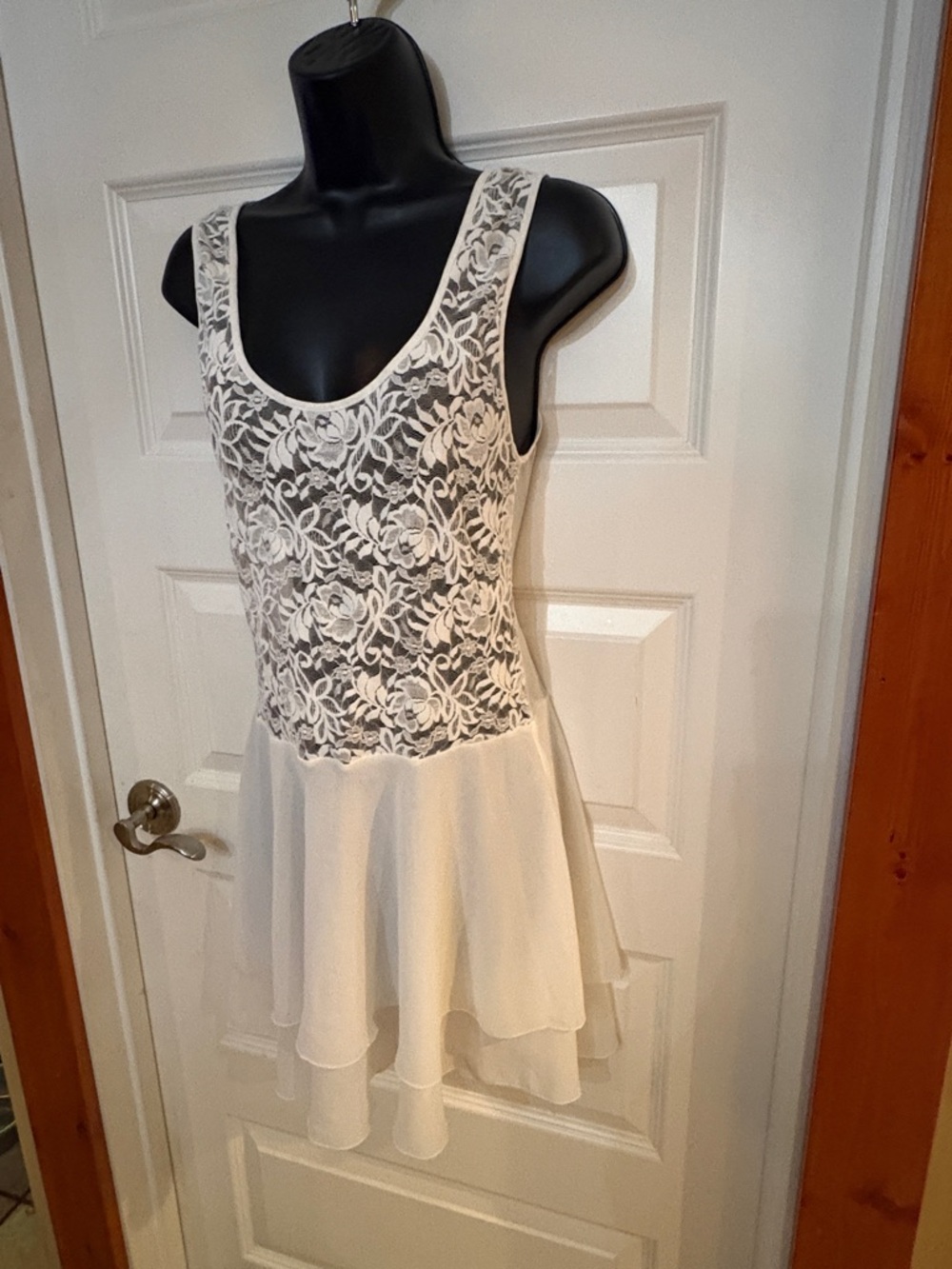 Lace-Overlay Cream gown or slip